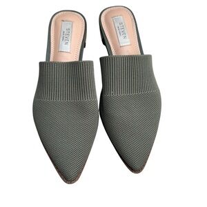 Steven New York Women's Knit sage green mules size 6.5 neutral casual minimalist